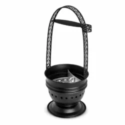 Porte charbon chicha DUM en acier inoxydable noir mat avec poignée et grille intérieure